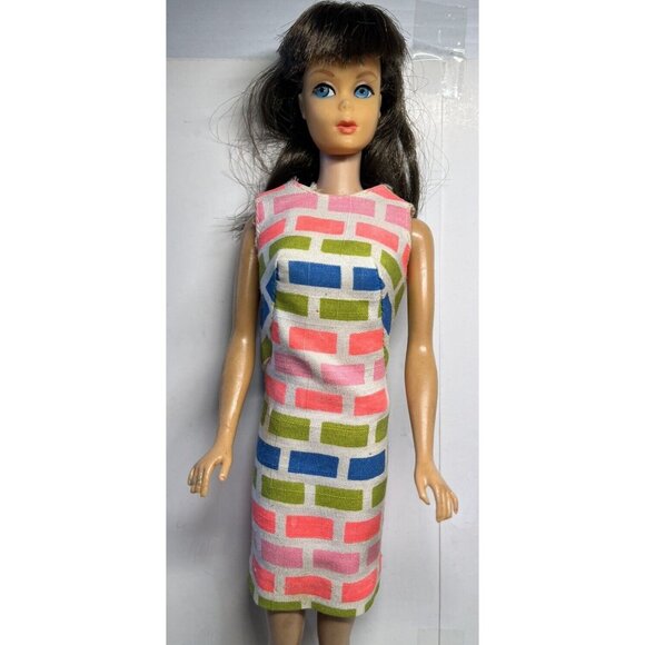 Barbie 1958 Mattel Midge #6 Patented Brunette Hair Dress No Green Ear! Blue Eyes - Picture 2 of 7